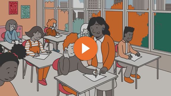 Illustrated thumbnail of educator in a classroom with students
